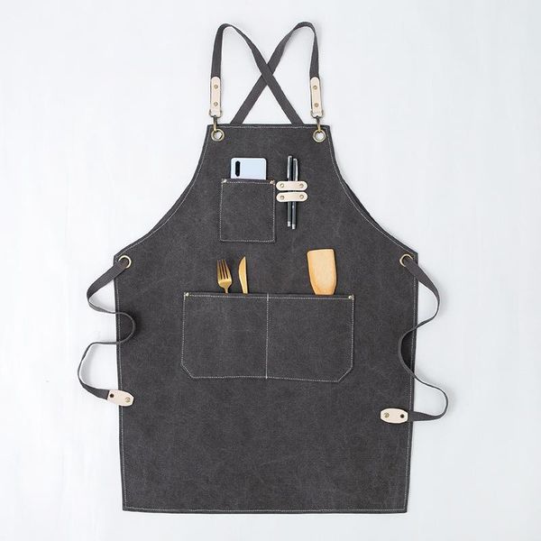 

aprons waterproof oil-proof pocket canvas coffee pinafore home cooking baking house cleaning bibs women master apron for kitchen 46447