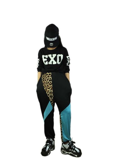 Nova Moda Marca Harem Hip Hop Dance Calças Leopard Sweelpants Trajes Feminino Palco Desgaste Desgaste Harem Jazz Calças Q0801