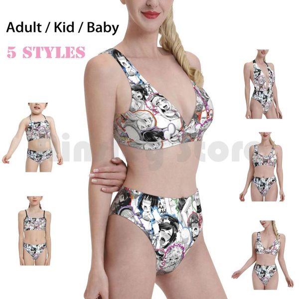 

women's swimwear ecchi hentai waifu girl manga anime swimsuit bikini padded high waist japan kawaii lewd japanese, White;black