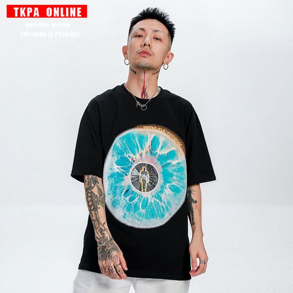 

tkpa round neck casual short sleeve t-shirt men's and women's trendy street hip hop personalized loose casual half sleeve tee coup, White