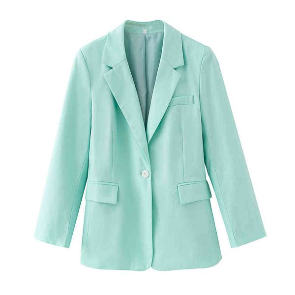 

elegant women chic blazer office ladies pocket jackets casual female notched slim long suits solid green girls sets 210427, White;black