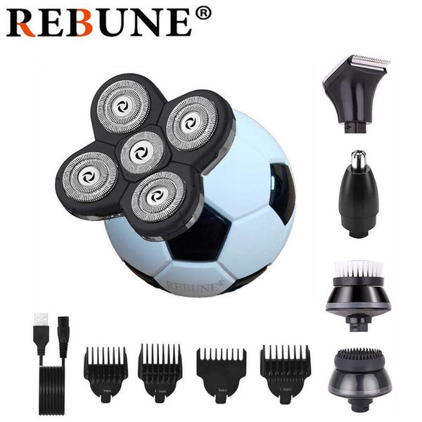 REBUNE 5-in-1-Elektro-Fußballrasierer für Herren, kabelloser Haarschneider, Nasenhaarschneider, wasserdichter, wiederaufladbarer USB-Reiniger, P0817