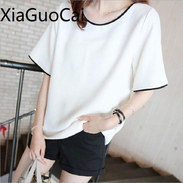 

women's t-shirt t-shirts clothing summer female short sleeve fashion loose big size for ladies casual shirts, White