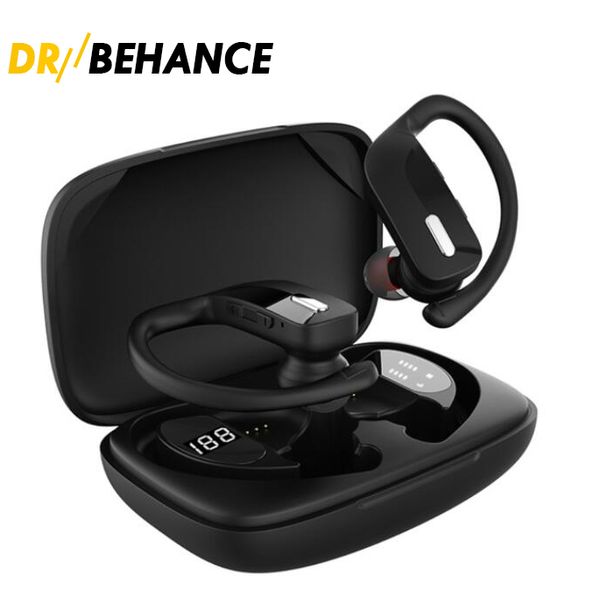 

t16 t17 wireless bluetooth headset tws sports waterproof over-ear earphone headphone 5.0 black with charging base