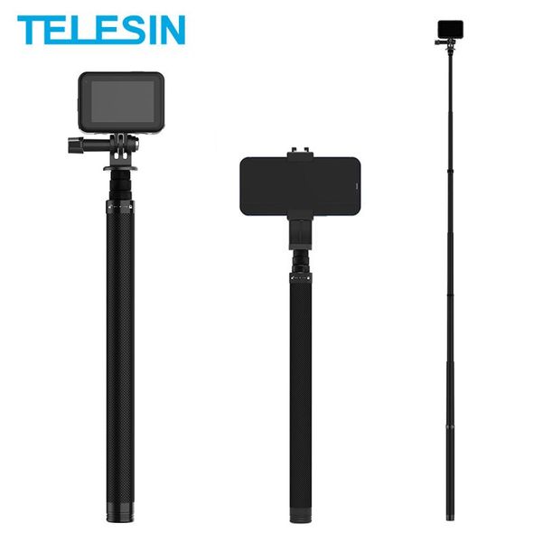

selfie monopods telesin 1.16m carbon fiber stick adjustable length monopod 1/4 screw hole for 9 8 7 6 5 insta360 osmo action