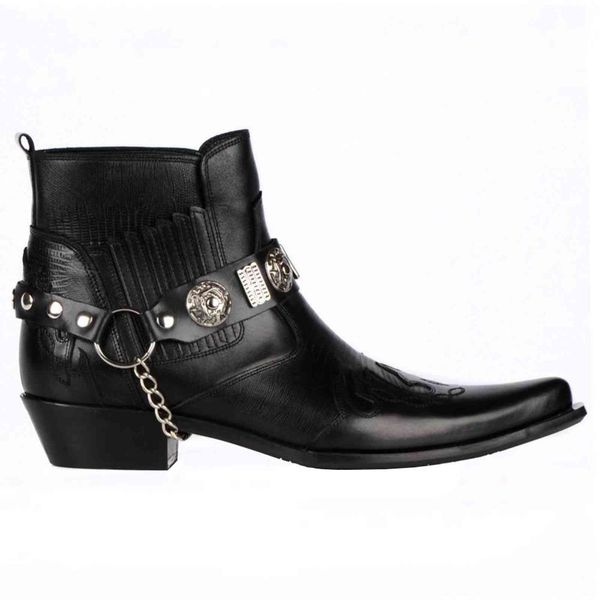 

dress shoes botas cano baixo preto caubÃ³i masculinas botas texas tornozelo ocidental couro legÃ­timo removÃ­vel arreios feitos Ã mÃ£o 0p9h, Black
