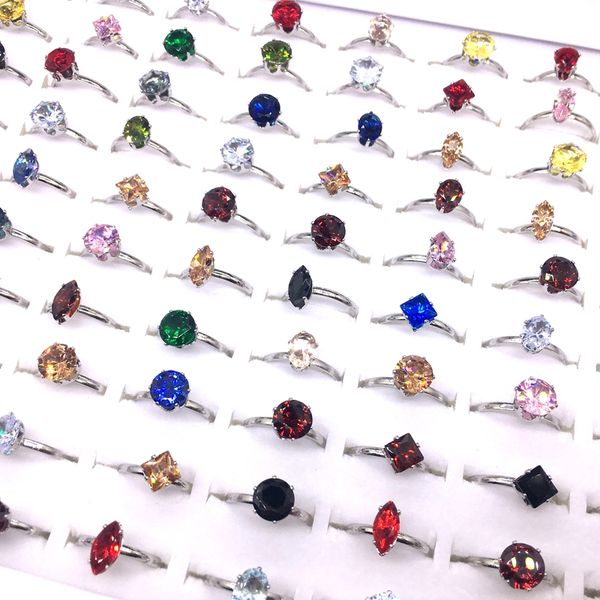 

wholesale 100pcs/lot women's fashion rings handmade inlay zircon stone silver plated romantic cute party jewelry variety of styles and, Golden;silver
