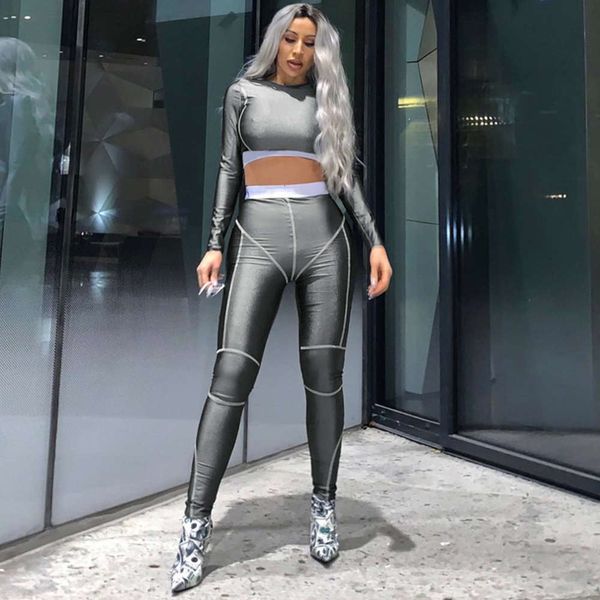 

women's tracksuits tracksuitssummer women's long sleeve t-shirt yoga sports fitness suit ng0y, Gray