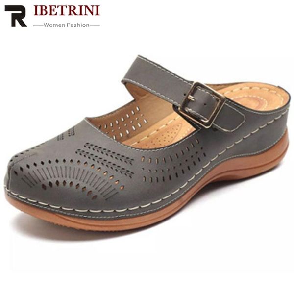 

slippers ribetrini women summer hollow shoes daily casual slip-on wedges beach, Black