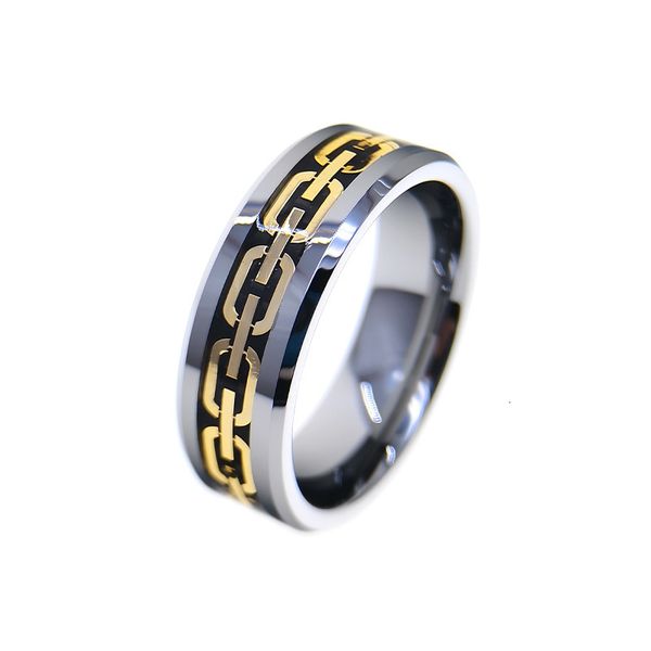 

ring overseas selling men's finely ground tungsten steel stainless inlaid father's gift, Silver