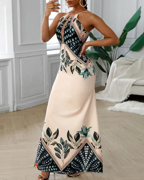 

slim print summer dress women sleeveless spaghetti strap empire long for lugentolo casual dresses, Black;gray