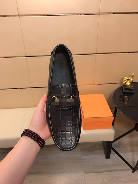 

men's dress shoes casual flats bottom loafers fashion luxury metal button peas shoes classic driving shoes for men hy74, Black