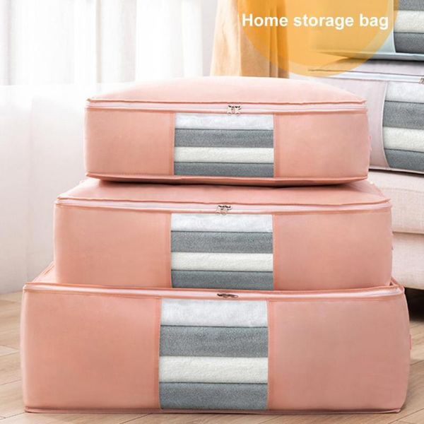 

storage bags foldable quilt home dustproof non woven breathable thicken clothes organizer under bed sorting
