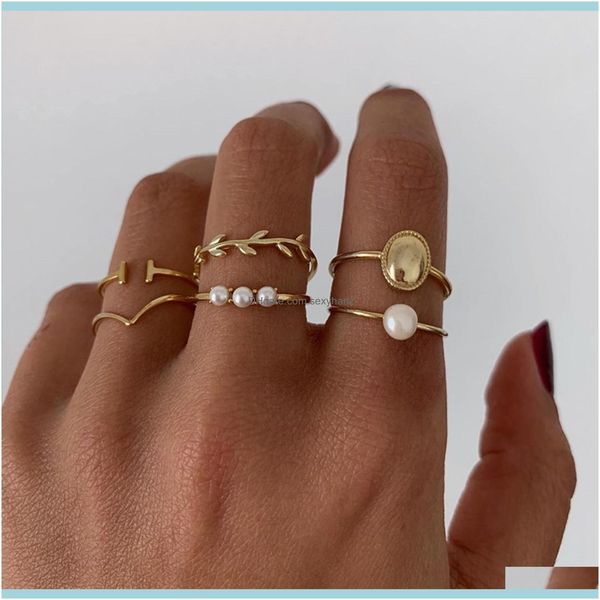 

cluster rings jewelrycold wind geometric gold-plated european and american ring jewelry for women s set bijoux femme simple metal drop deliv, Golden;silver