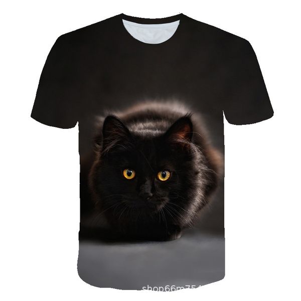 

kitten pattern men 3d print t-shirt graphic optical illusion short-sleeved party street punk goth round neck summer, White;black