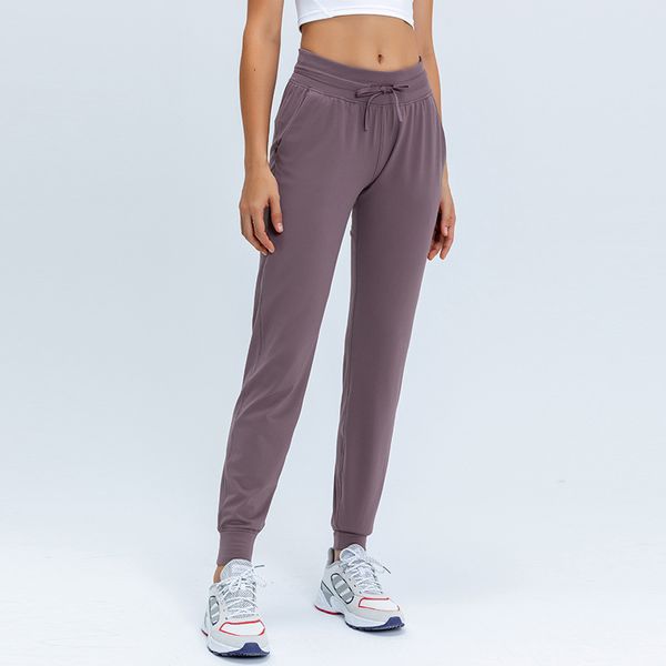 L-31 Damen Outdoor-Jogginghose, Fitness-Yoga-Hose, schlanke, dünne Jogginghose mit Vordertaschen, lässige Trainingshose, lockere, gerade, atmungsaktive, weiche Trainingshose