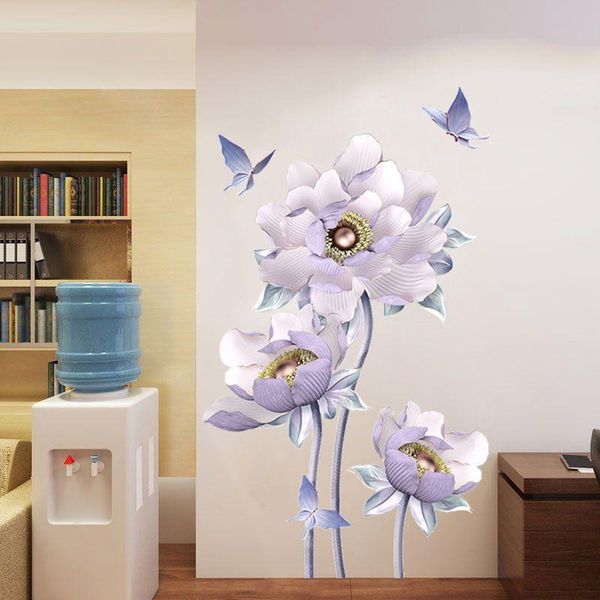 

wall stickers chinese style elegant lotus sticker living room bedroom home decoration self-adhesive wallpapers