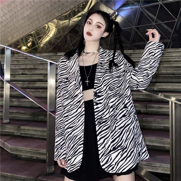 

women's jackets 2021 women spring autumn jacket korean female student casual suit slim loose stripe solid coat long-sleeved top, Black;brown