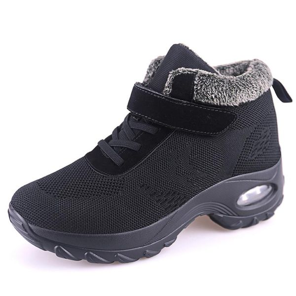 

boots shoes woman high wedge waterproof black ankle women winter warm plush platform ladies 2021 fashion