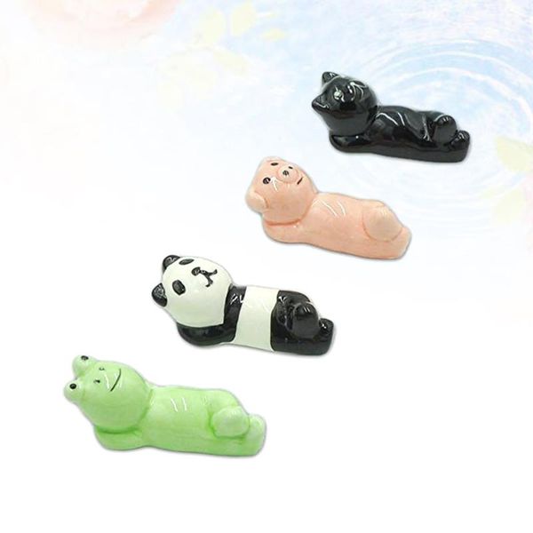 

chopsticks 4pcs ceramic holder animal cutlery for daily use (panda + cat)