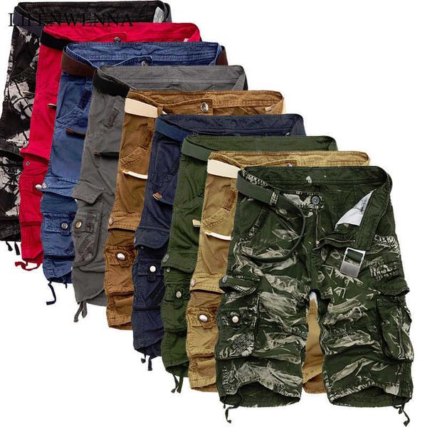 

lifenwenna cargo shorts men cool camouflage summer cotton casual men short pants brand clothing comfortable camo men cargo short 210528, White;black