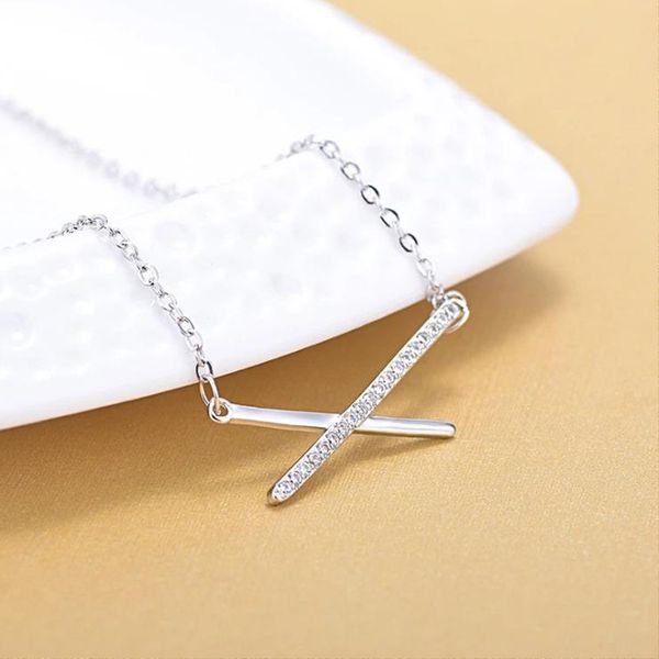 

clavicle letter x chain cross x necklace clavicle chain, Silver