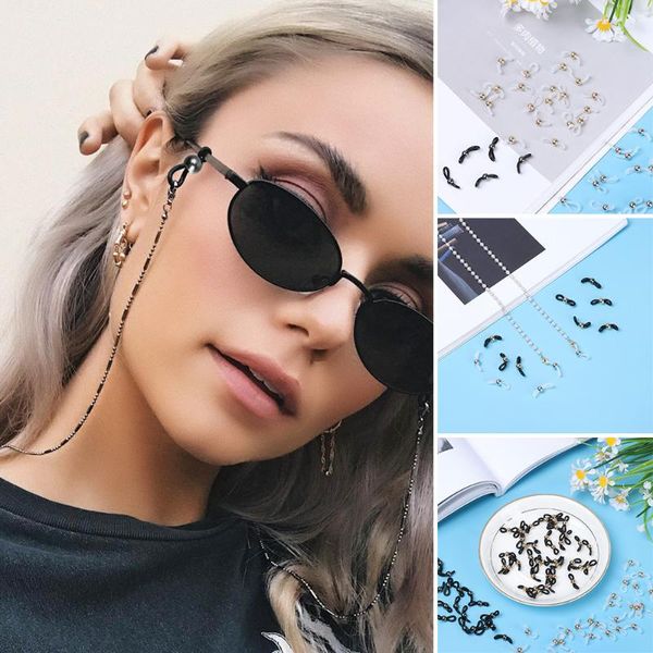 

sunglasses frames 50pcs anti-slip eyeglass chain ends retainer ear hook glasses rope connectors cord holder adjustable ring, Silver