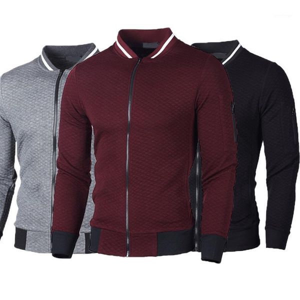 

men's hoodies & sweatshirts brand zipper collar jacket cardigan for male casual plaid sweatshirt, Black