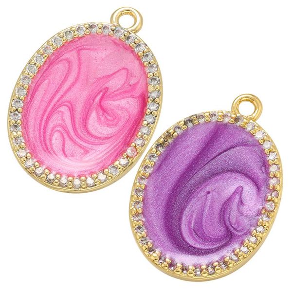 

charms zhukou oval dripping oil enamel starry sky quicksand pendant diy handmade necklace earrings jewelry accessories wholesale vd961, Bronze;silver