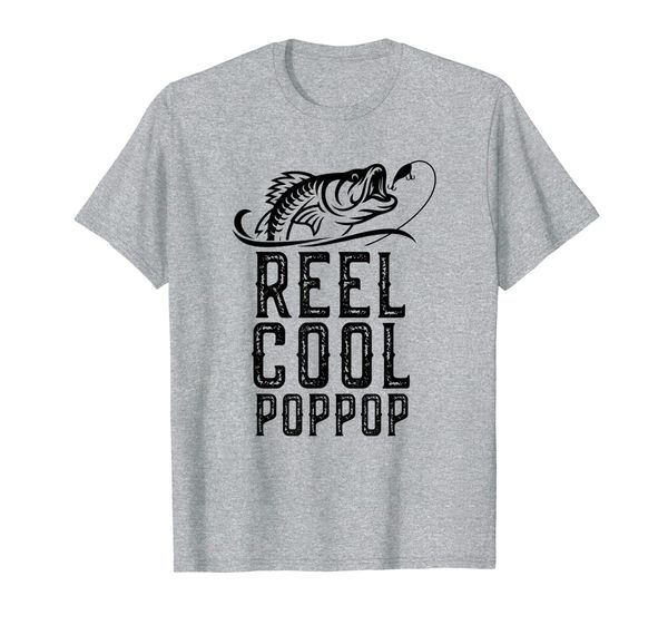

reel cool pop-pop fishing gift father's day funny t-shirt, White;black