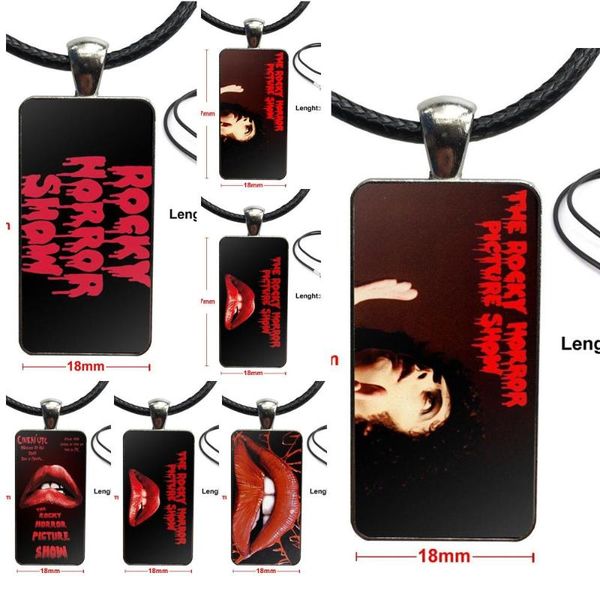 

pendant necklaces for women christmas gift glass cabochon choker rectangle necklace steel color jewelry rocky horror wallpaper, Silver