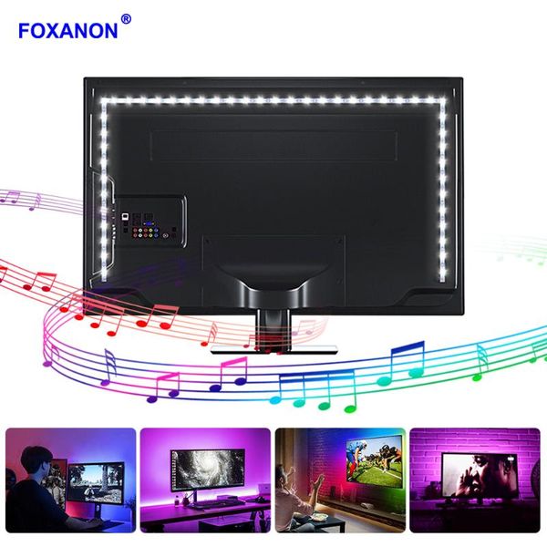 

strips 5v usb led strip light 2835 rgb ribbon diode tape music control desktv pc background decor lighting