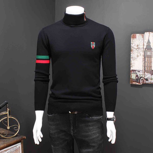 

boutique sweater 2021 winter boys' turtleneck embroidery slim fit large warm, White;black