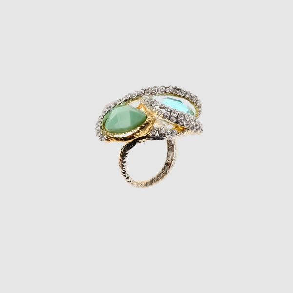 

amorita boutique geometric stone inlaid ring cluster rings, Golden;silver