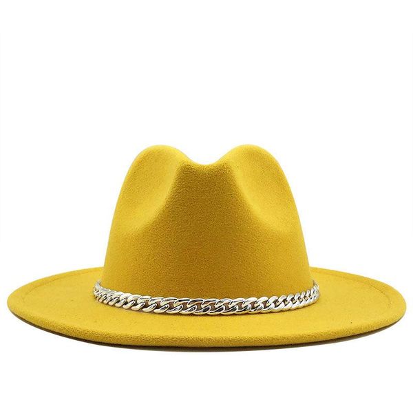

wide brim hats spring autumn fashion women's cap for men fedoras chain black vintage jazz hat european american felt bowler wool 2021, Blue;gray