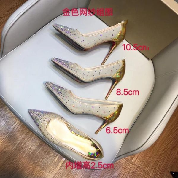 

sweeheart designer genuine leather women's shoes summer fashion mature ladies slip-on blingbling high heels2021 dress, Black