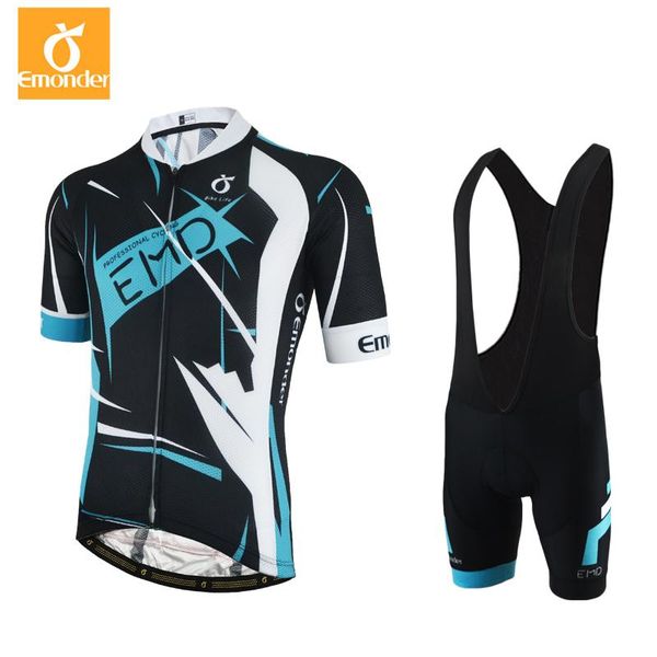 

racing sets emonder brand cool cycling jersey set short sleeve sportswear fabric summer bike clothing ropa ciclismo, Black;blue