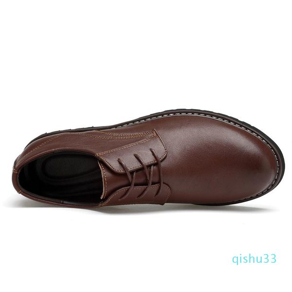 

wholesale-dress shoes mens oxfords genuine leather shoe male wedding social chaussure homme brown office formal plus size, Black