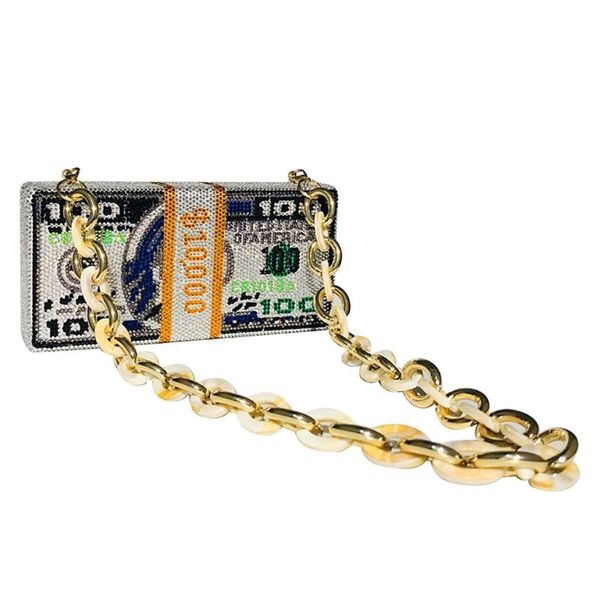 

evening bags stack of cash rich dollars crystal clutch purses for women party cocktail rhinestone handbags 066f
