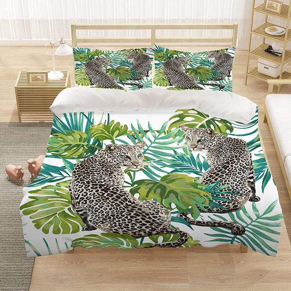 

bedding sets leopard cheetah 3d print set kids animal duvet cover quilt home textiles king  double full size dropship