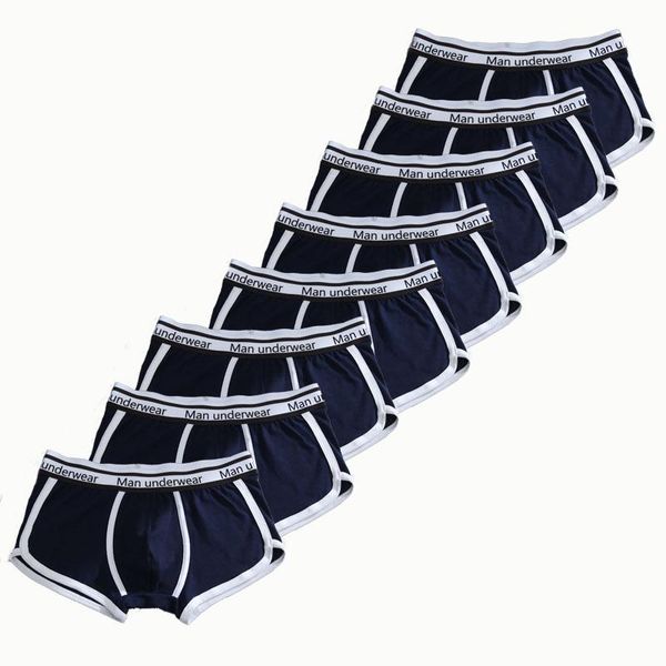 

underpants 8pcs european size men underwear male panties cotton breathable man boxers mid waist solid flexible mens shorts, Black;white