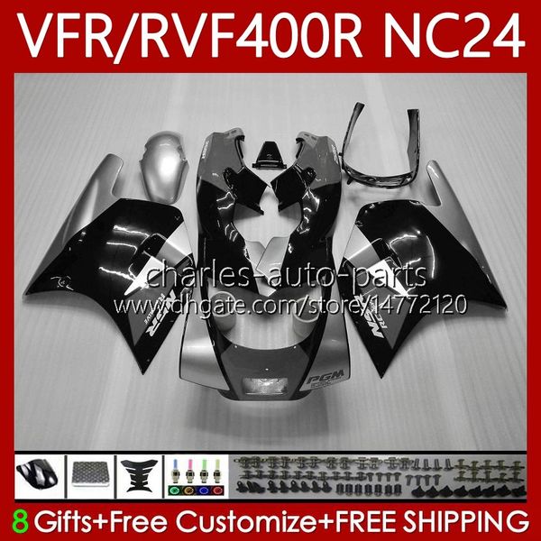 Carroçaria para Honda RVF400R Prata Preto NC24 V4 RVF400 R 1987 1988 Corpo 78No.103 RVF VFR 400 VFR400 R 400rr 87-88 VFR400R VFR400RR VFR400R 87 88 Motocicleta Kit