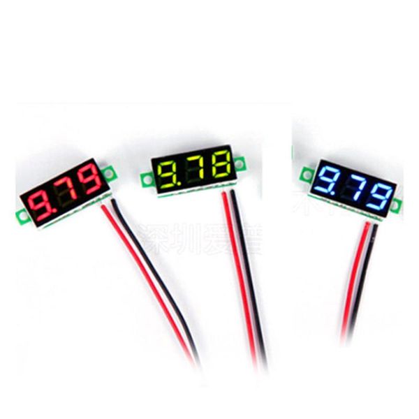 

voltage meters 0.28 inch mini digital voltmeter dc2.5-30v green/blue/red tester meter with three tube dc volt