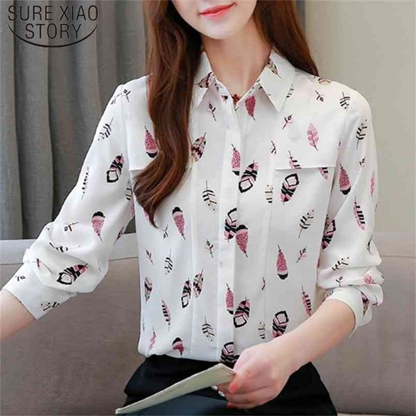 

autumn fashion long sleeve slim white chiffon blouse shirt women office lady shirts femme blusa casual 7057 50 210506