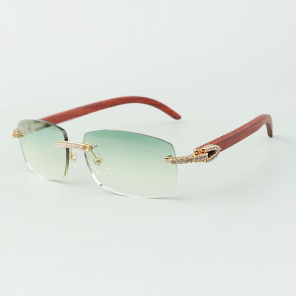Direktverkauf: mittelgroße Diamant-Sonnenbrille 3524026 mit natürlichen Originalholzbügeln, Designerbrille, Größe: 56–18–135 mm