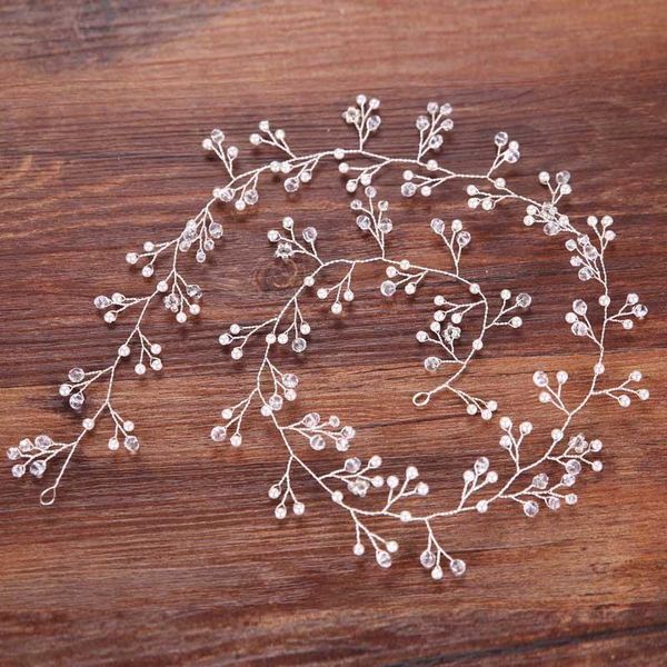 

hair clips & barrettes design luxury crystal headband simulated pearl bridal long headpiece bride tiara jewelry wedding accessory ml, Golden;silver