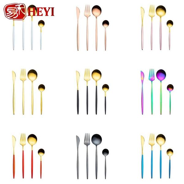 

dinnerware sets heyi 410 stainless steel cutlery set bright gold-plated tableware western steak knife fork spoon cst