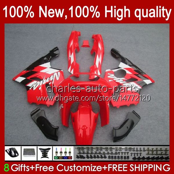 Feedings para Kawasaki Ninja ZX 6R 636 600cc 600 CC ZX-636 ZX6R 94 95 96 97 Bodywork 50hc.13 ZX636 ZX-6R 94-97 Vermelho Lustroso BLK ZX600C ZX600 ZX 6 R 1997 1997 Kit Bodys