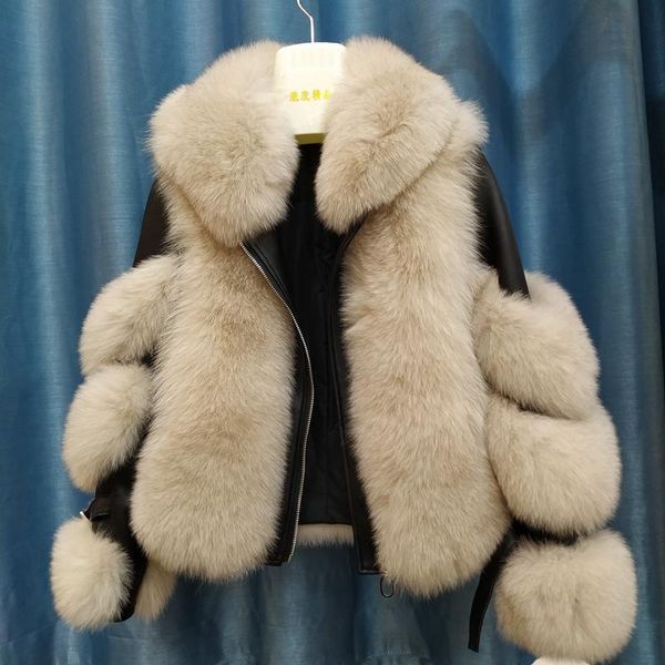 

women's fur & faux natural leather jacket real coats genuine sheepskin coat long sleeve 100% detachable collar outwear, Black