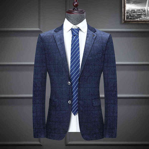

luxury suits blaze 2021 autumn and winter plaid busins coat casual slim fit korean men's thick suit single wt, Black